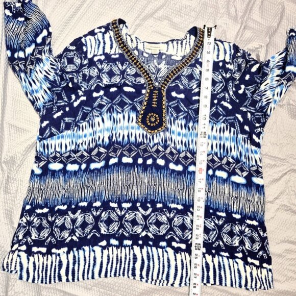 Dress Barn Women's Bohemian Blue & White Fun Tie Dye like pattern Size 2X - Picture 9 of 9